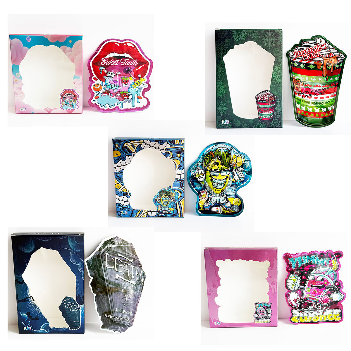 Food Storage In Mylar Bags - 3.5g 다이컷 특수 불규칙 디스플레이 팩