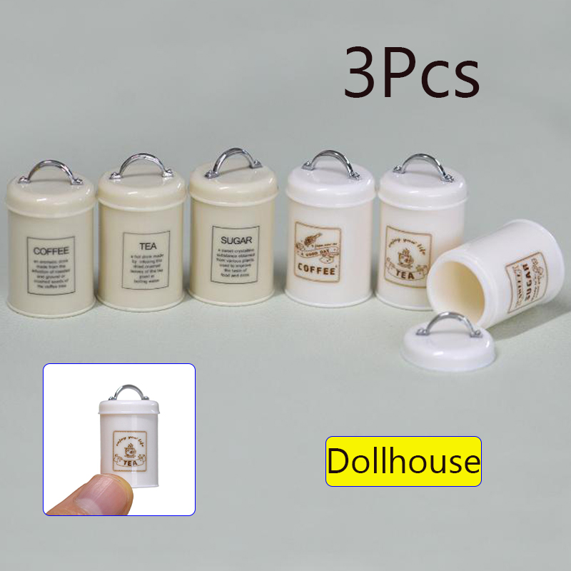 Food Storage Plastic - 3개 미니어처 인형집 미니 음식/차/커피 캔