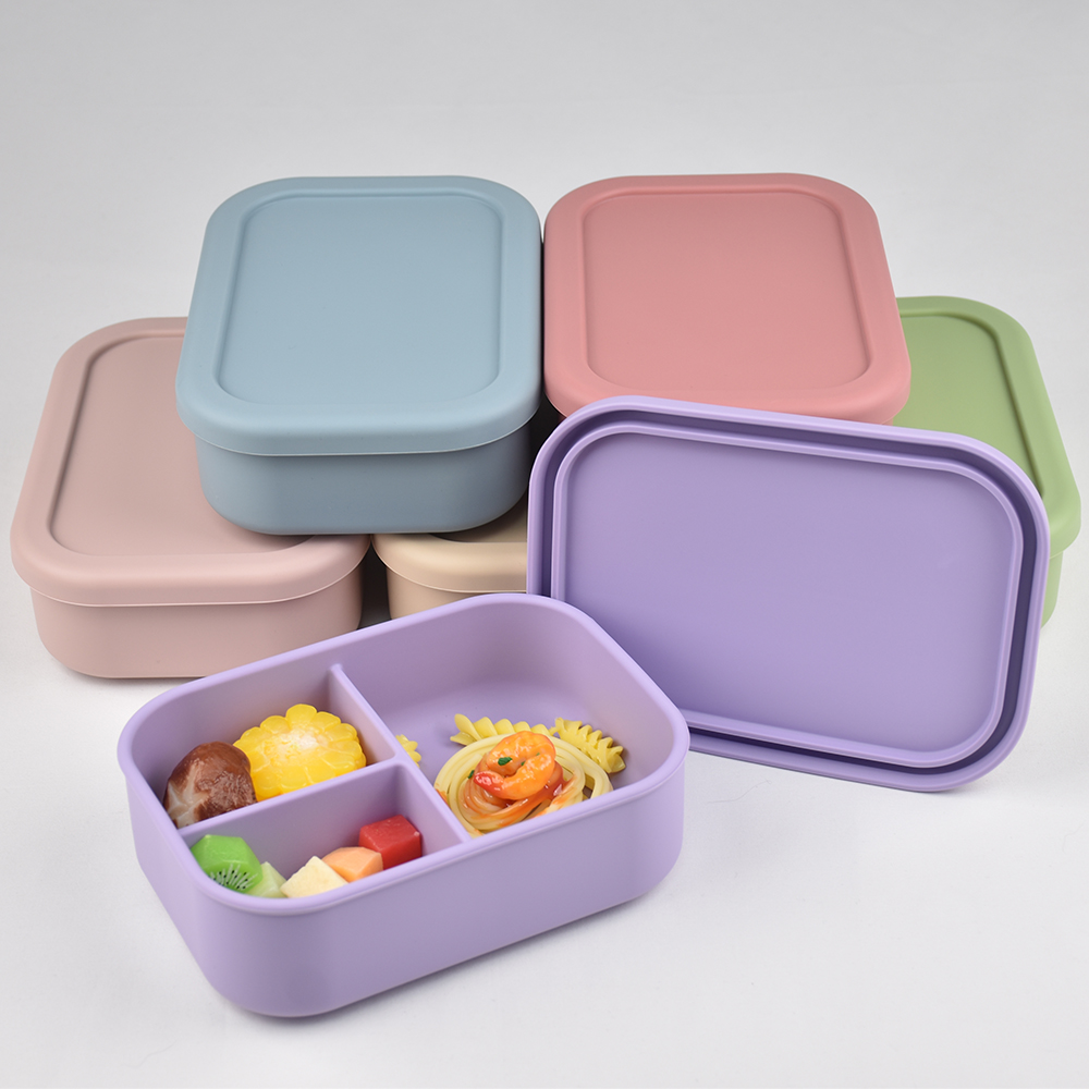 Food Storage Prep Containers - 3칸 식품 등급 실리콘 벤토 도시락
