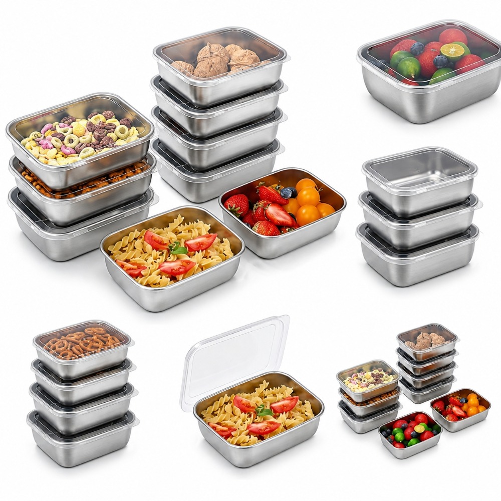 Food Storage In Stainless Steel - 6pcs 스텐 밀폐 용기 스텐 반찬통