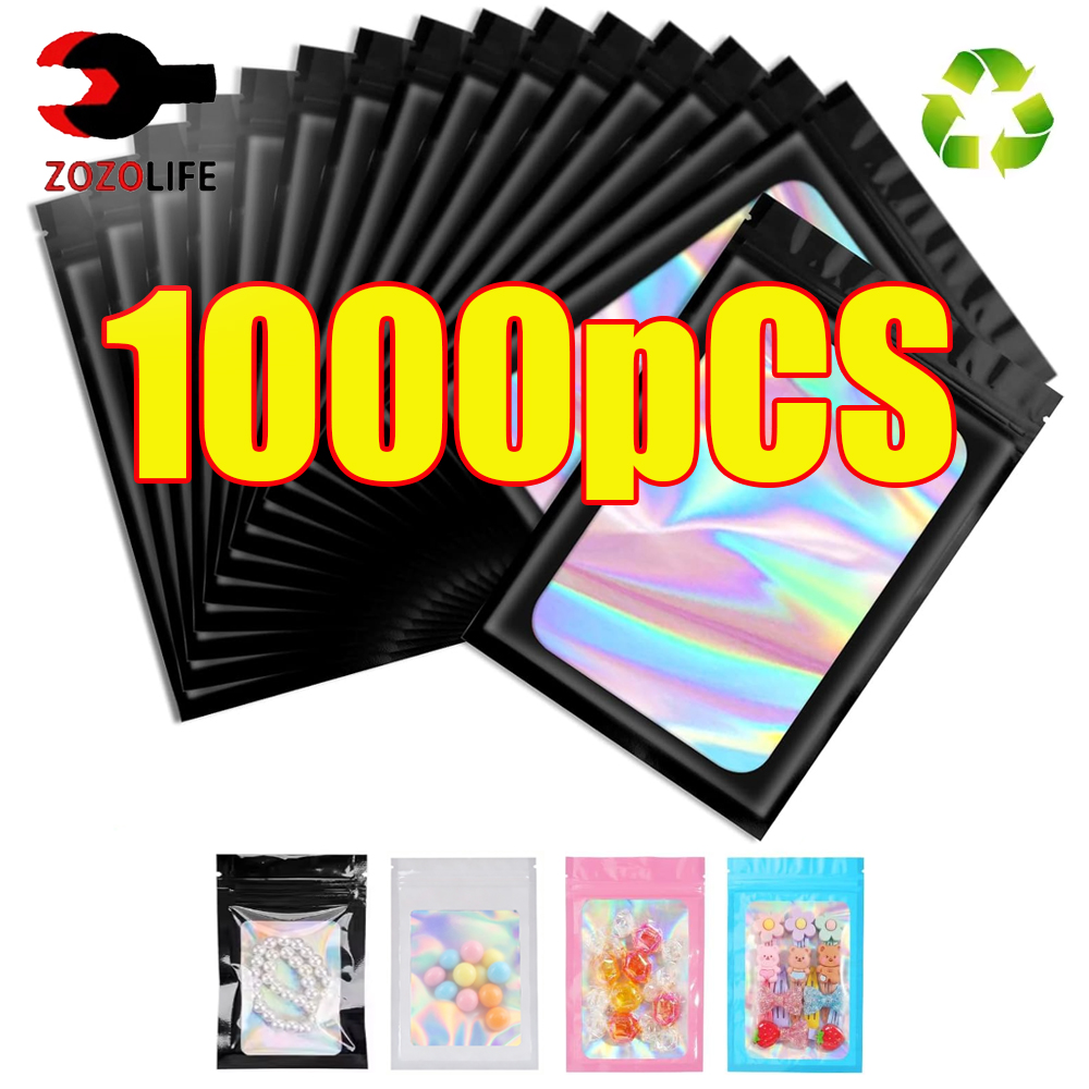 Food Storage Zipper - 10-1000Pcs 홀로그램 지플락 가방 매니큐어 속눈썹