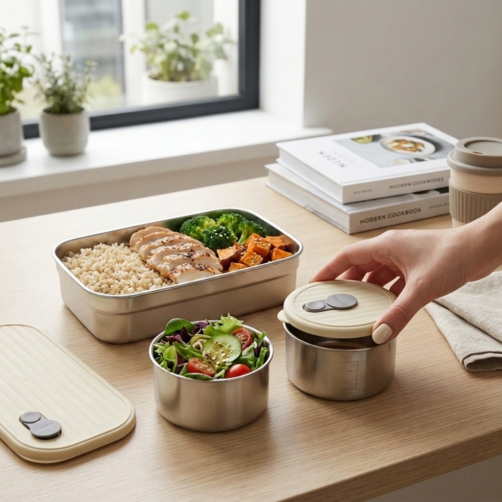 Food Storage Prep Containers - 전자레인지 사용 가능 304 스테인리스 도시락