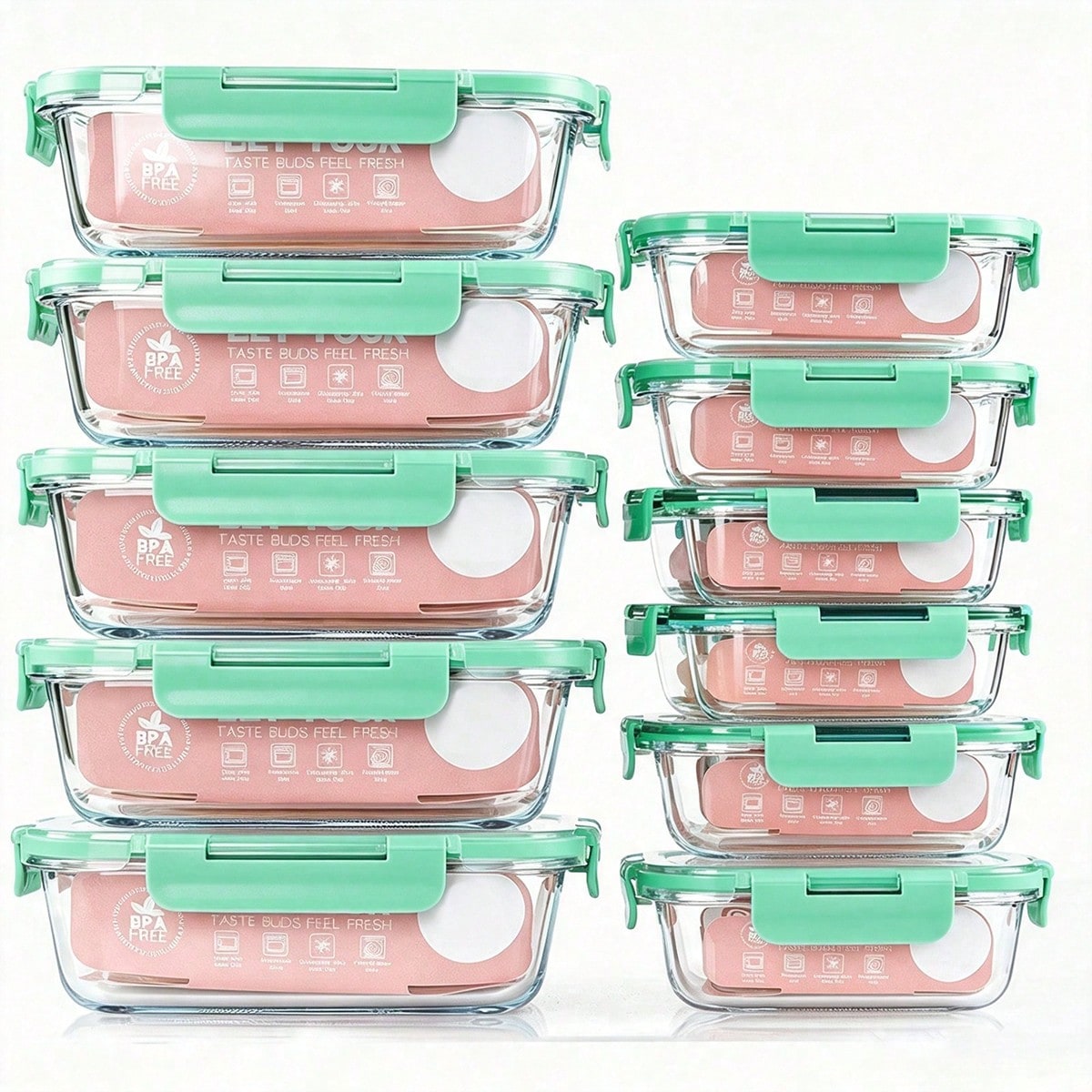 Food Storage Prep Containers - 10개입 유리 식품 보관 용기, 뚜껑이