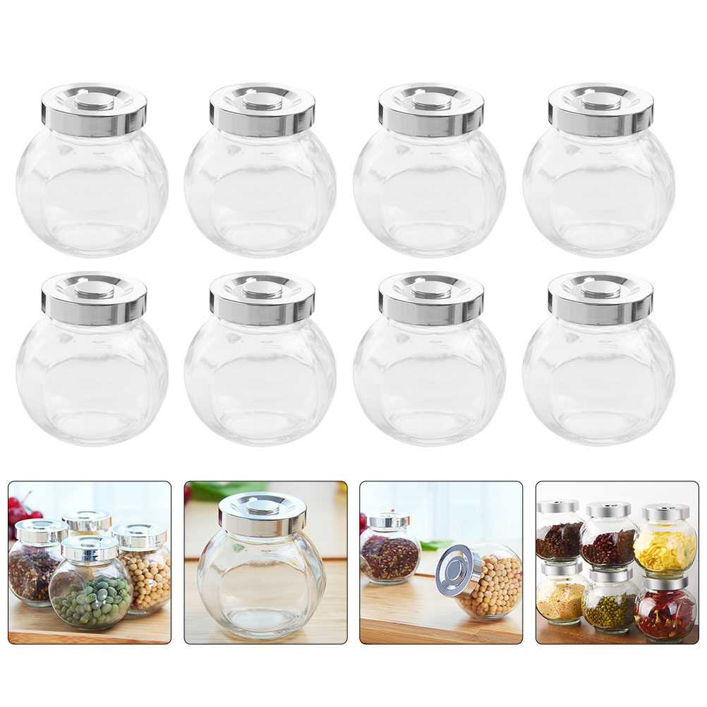 Food Storage Jars & Containers - 투명한 유리 밀폐 용기 8개 세트,