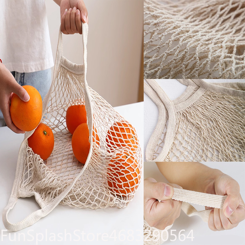 Produce Bag Reusable Mesh - 휴대용 접이식 면 메쉬 쇼핑백 재사용