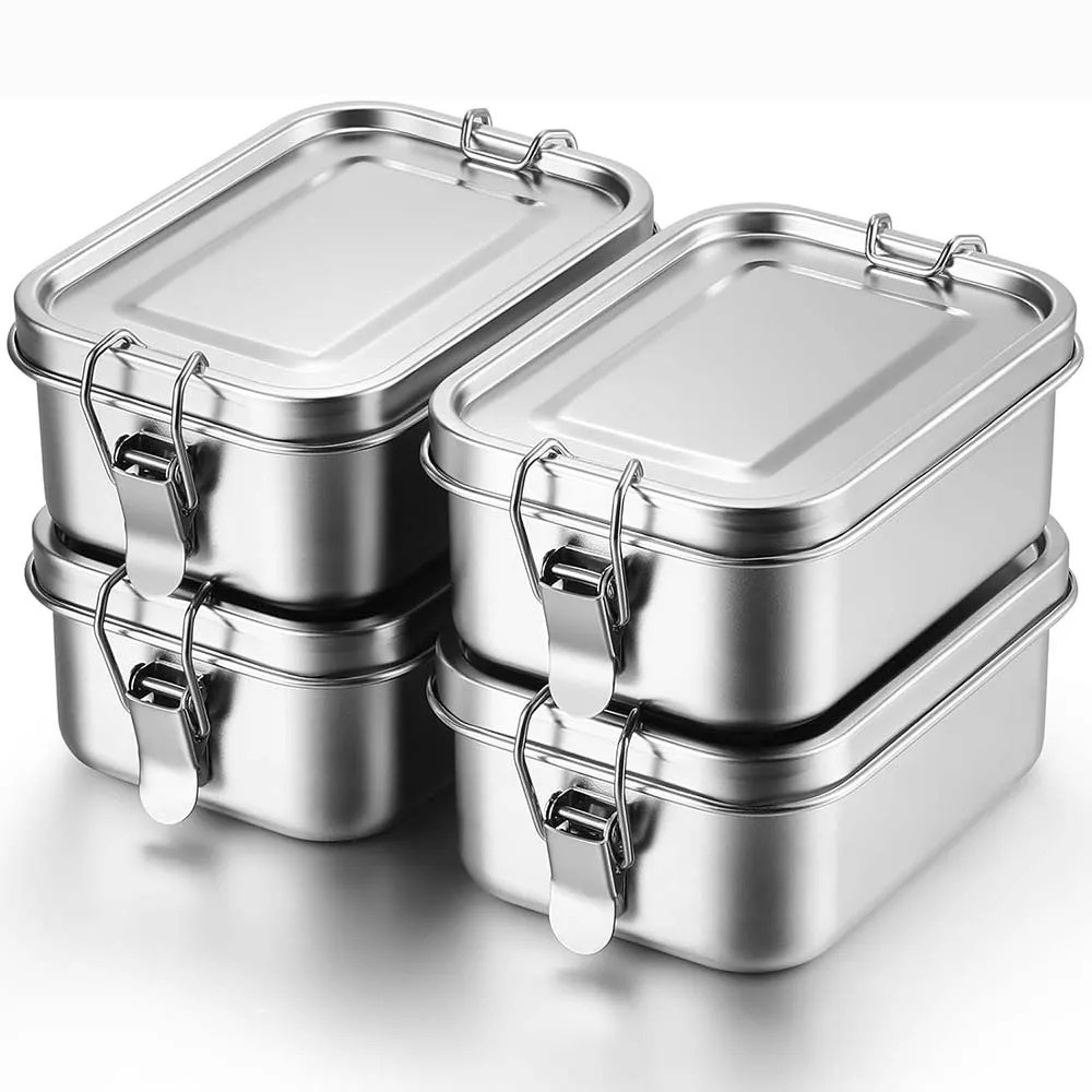 Food Storage With Lock - 스테인레스 스틸 도시락 상자 금속 도시락