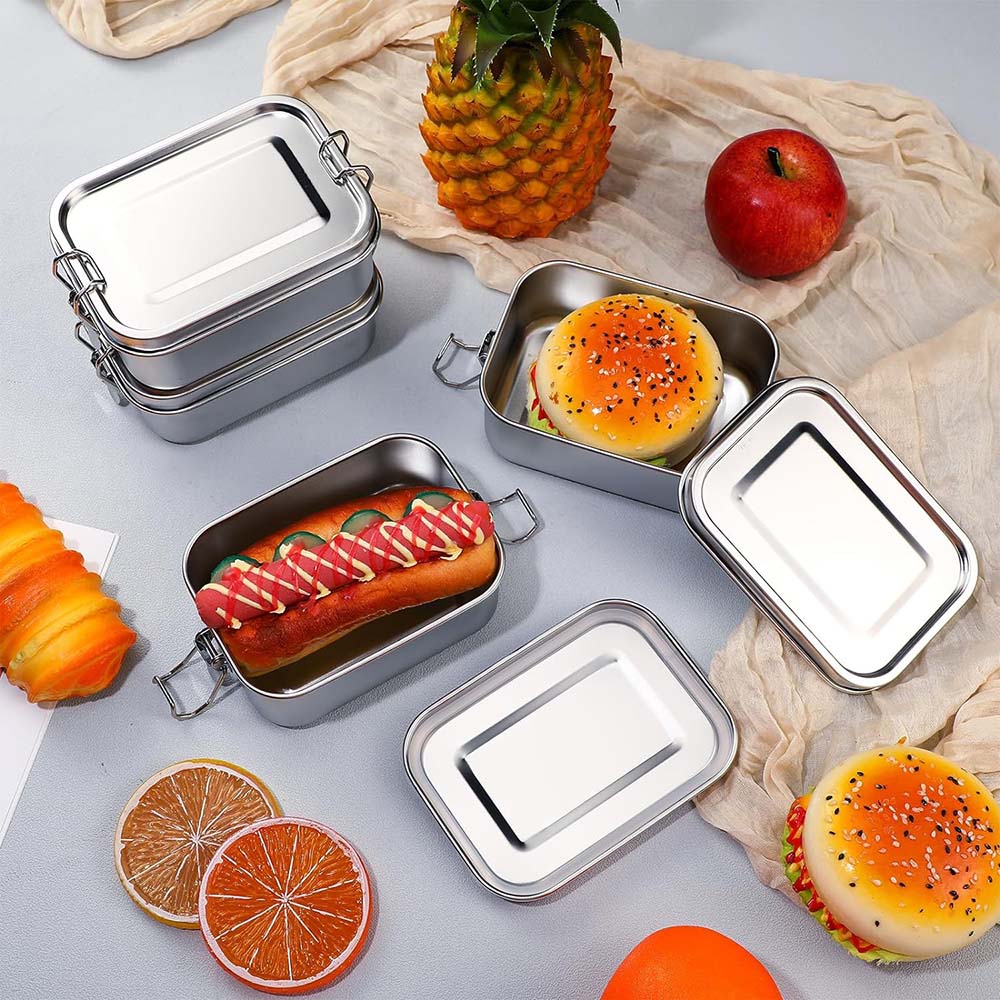 4Pcs 스테인레스 스틸 도시락 상자 금속 도시락 상자 - Food Storage With Lock 리뷰 및 가격