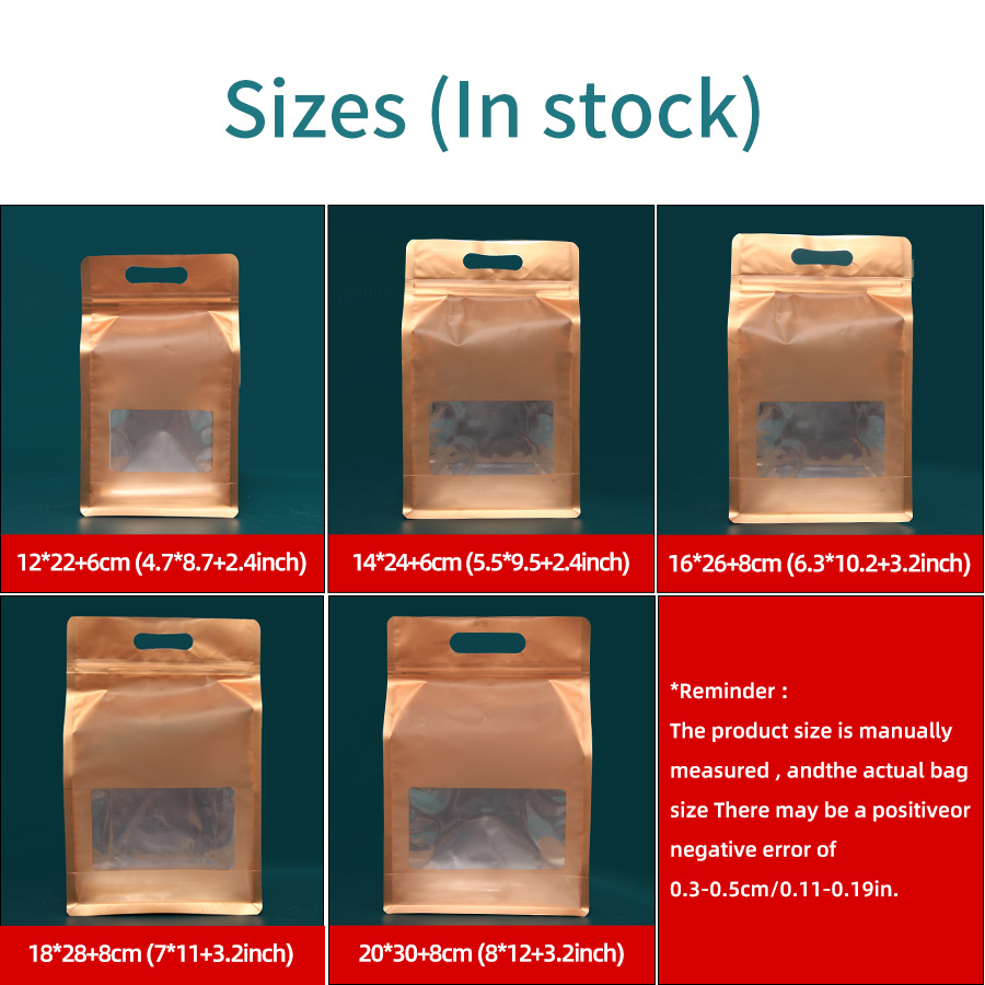 재사용 가능한 금색 팔각형 플라스틱 파우치(손잡이 창  - Food Storage Plastic 리뷰 및 가격