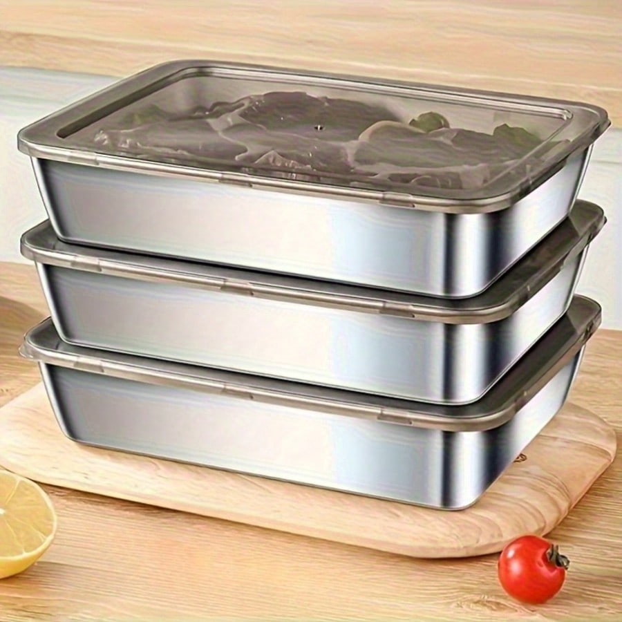 6개(3박스+3뚜껑) 스테인리스 스틸 식품 보관 용기  - Food Storage Prep Containers 리뷰 및 가격