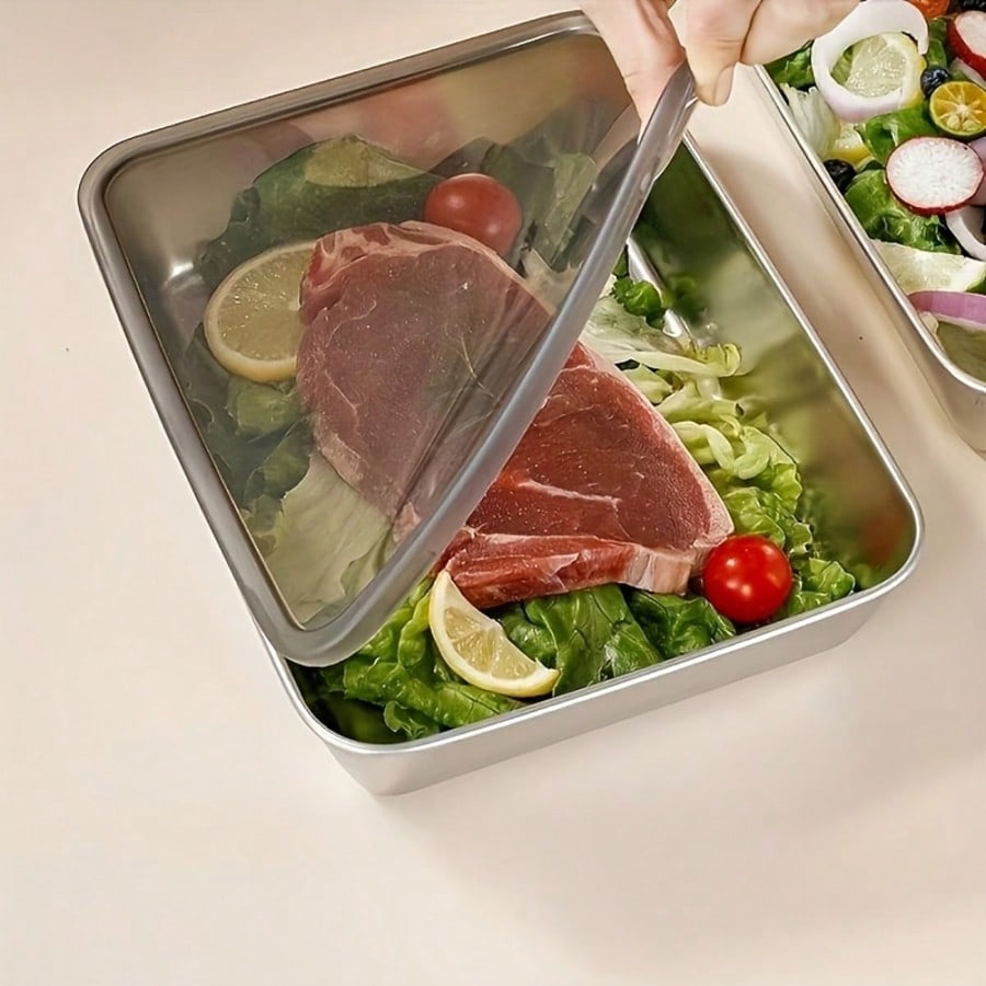 6개(3박스+3뚜껑) 스테인리스 스틸 식품 보관 용기  - Food Storage Prep Containers 리뷰 및 가격