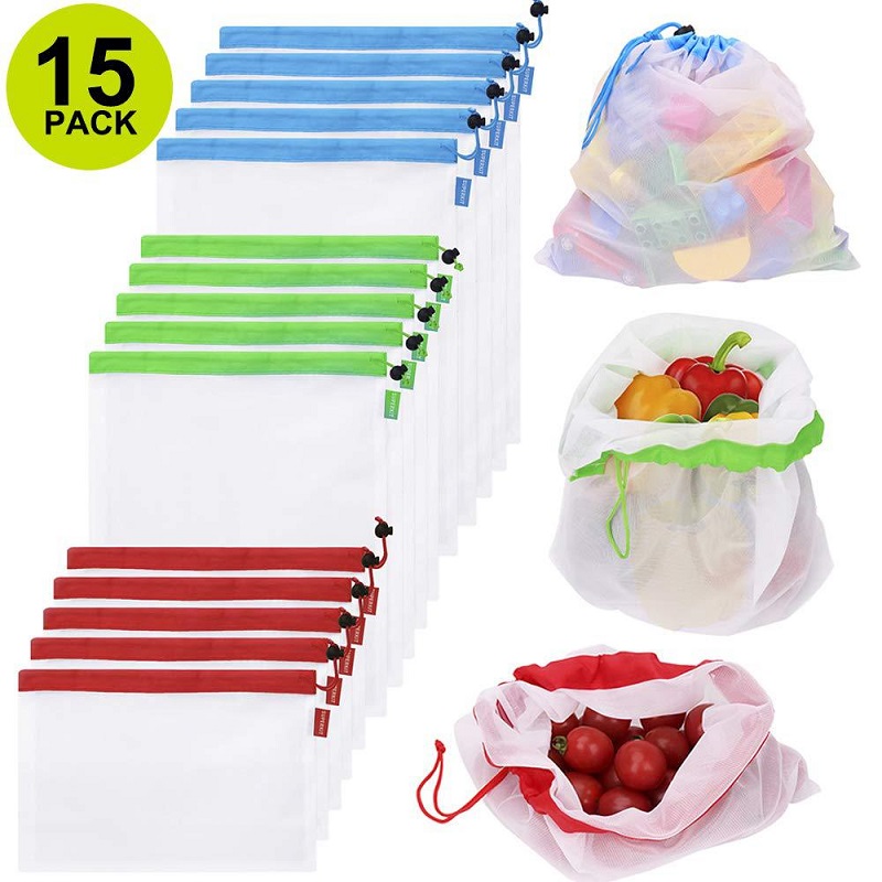3 크기 재사용 가능한 메쉬 생산 가방 식료품 쇼핑을위 - Produce Bag Reusable Mesh 리뷰 및 가격