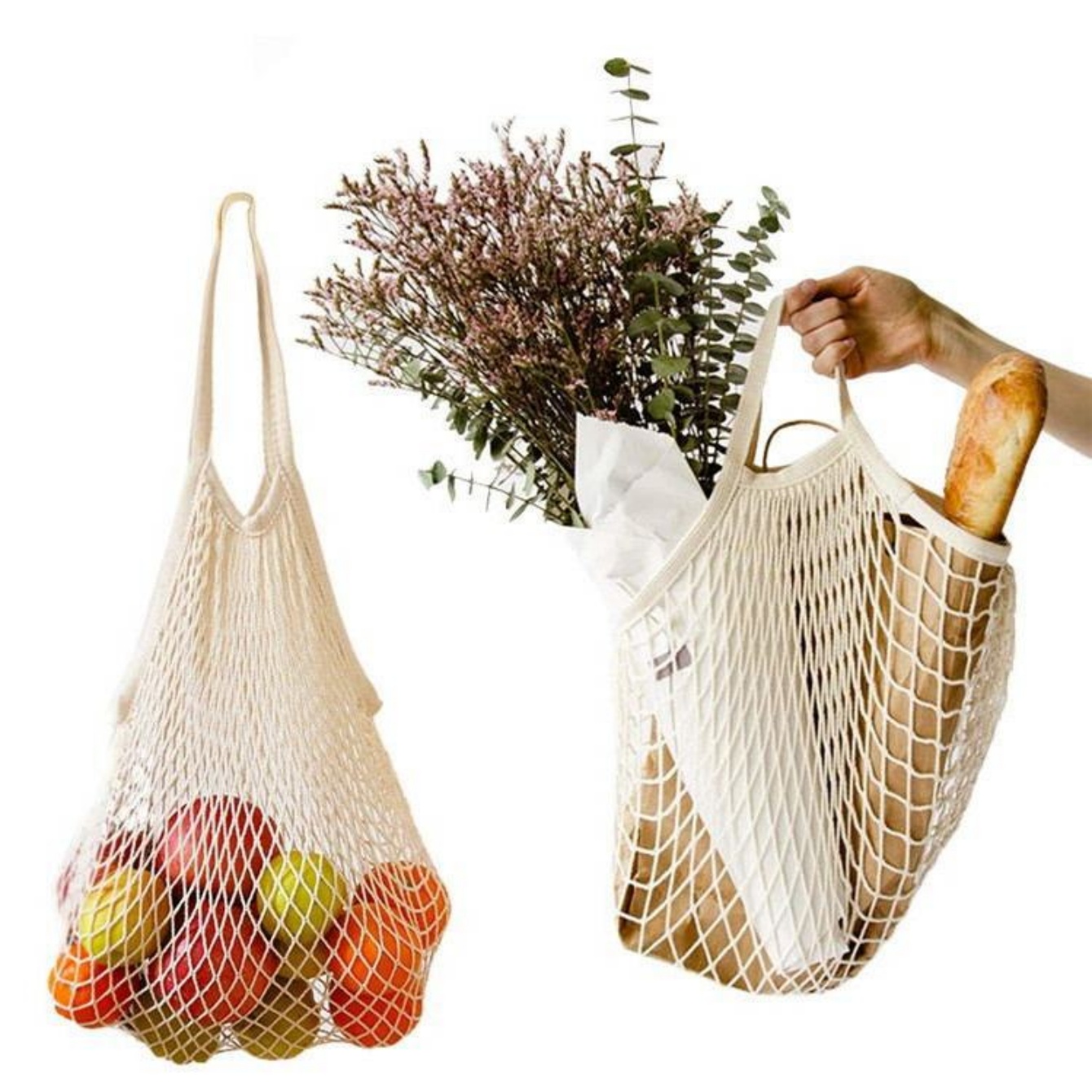 재사용 가능한 메쉬 식료품 가방, 긴 손잡이의 농산물  - Produce Bag Reusable Mesh 리뷰 및 가격