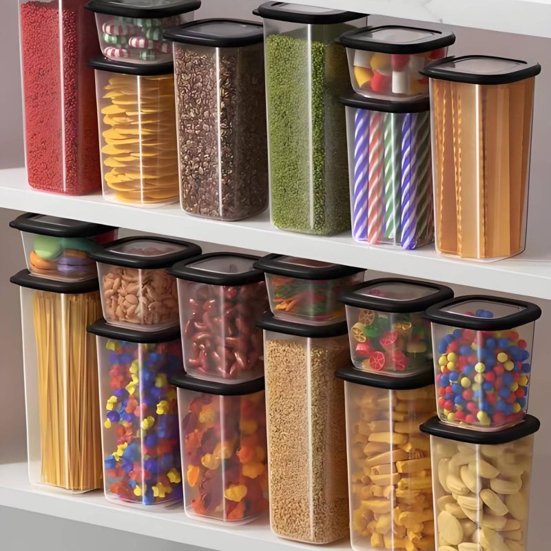 6개의 밀폐 식품 보관 용기 세트, 투명 디자인 플라스 - Stackable Pantry Bin 리뷰 및 가격
