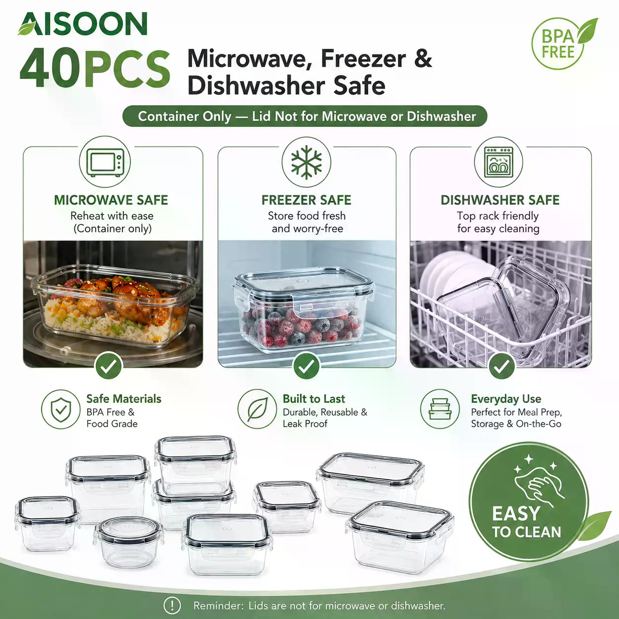 40개입 초대형 85oz 실리콘 밀폐 식품 보관 용기  - Food Storage Prep Containers 리뷰 및 가격