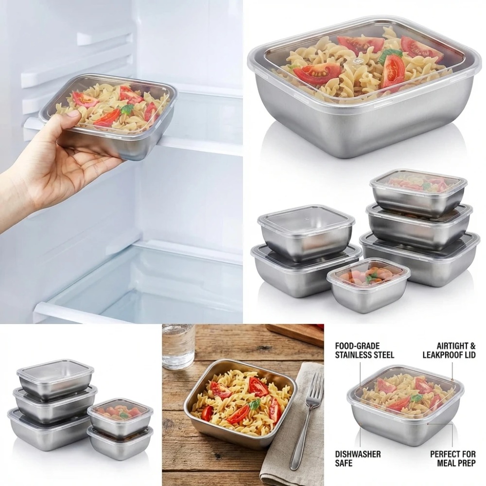 6pcs 스텐 밀폐 용기 스텐 반찬통 누수 방지 6pc - Food Storage In Stainless Steel 리뷰 및 가격