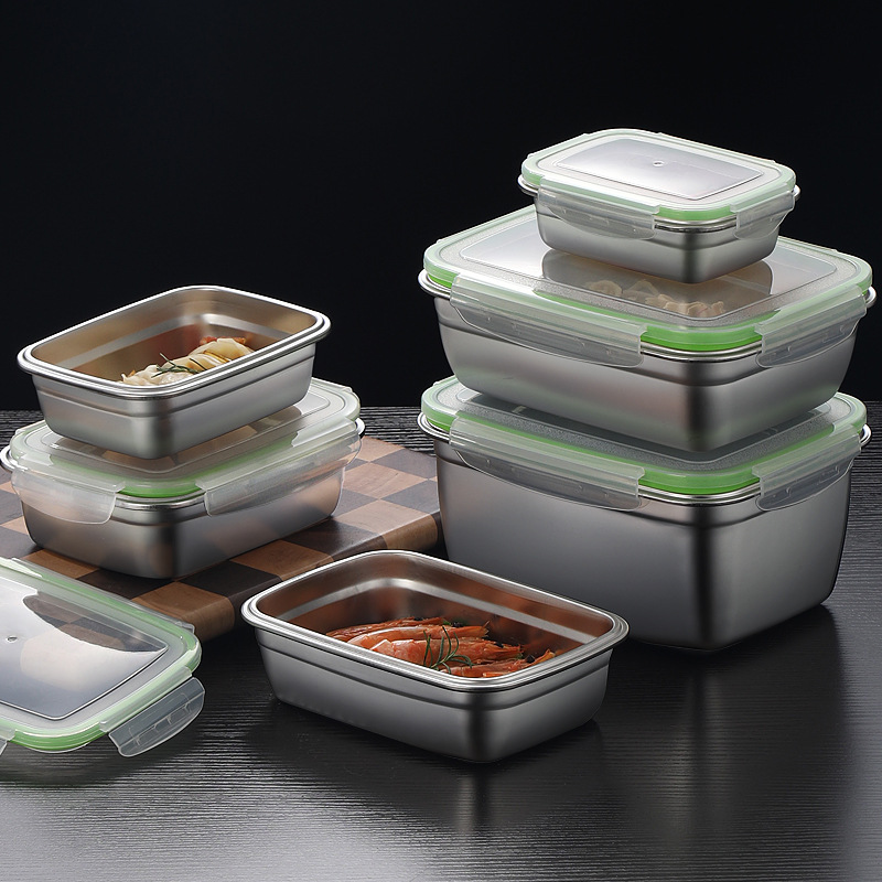 304 스테인리스 스틸 도시락 세트, 실리콘 투명 뚜껑 - Food Storage In Stainless Steel 리뷰 및 가격