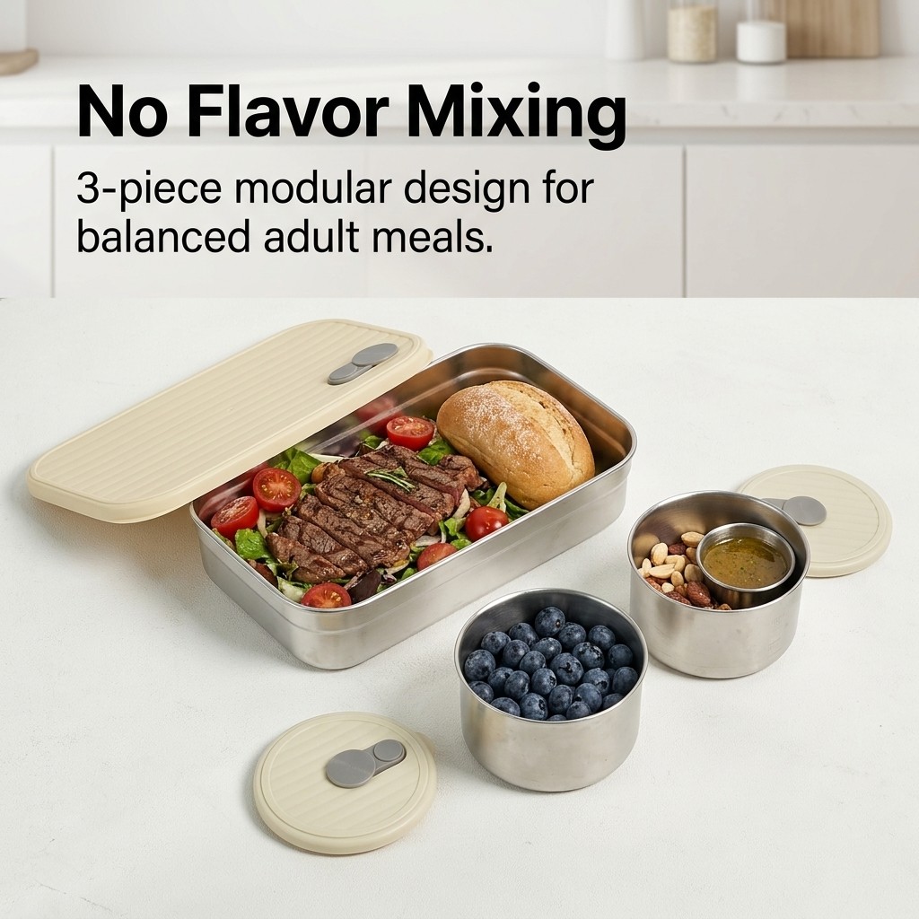 전자레인지 사용 가능 304 스테인리스 도시락 세트 3 - Food Storage Prep Containers 리뷰 및 가격