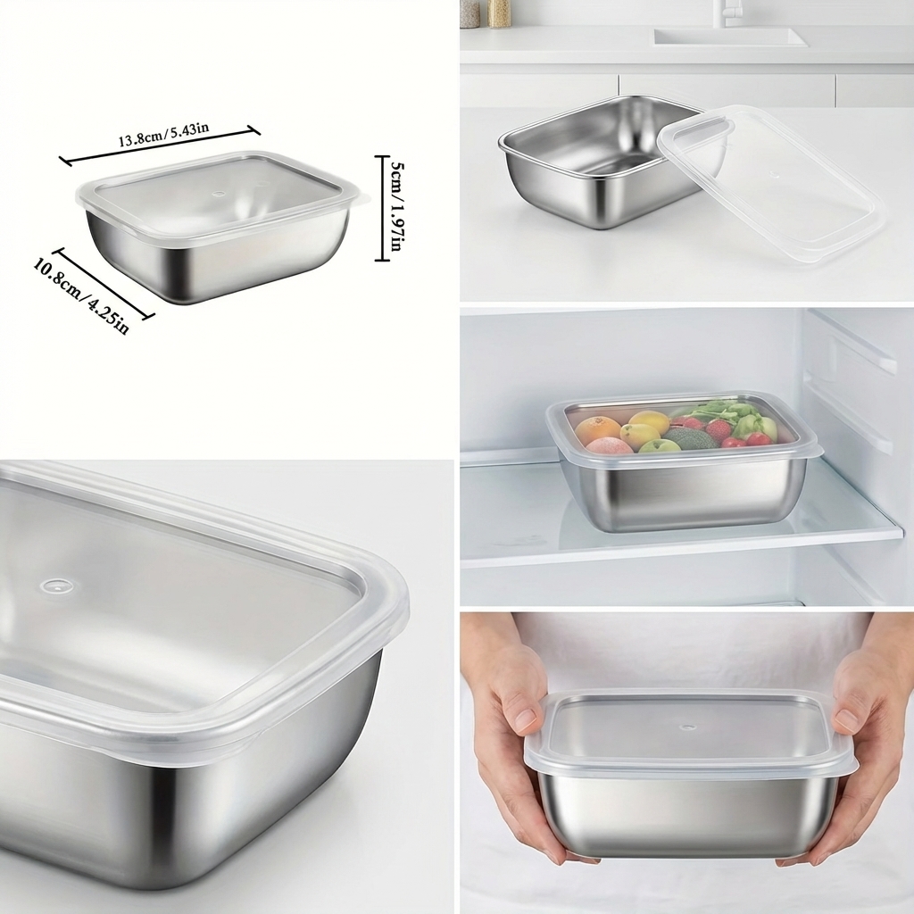 스테인리스 스틸 식품 보관 용기 5개 세트, 쌓을 수  - Food Storage Prep Containers 리뷰 및 가격
