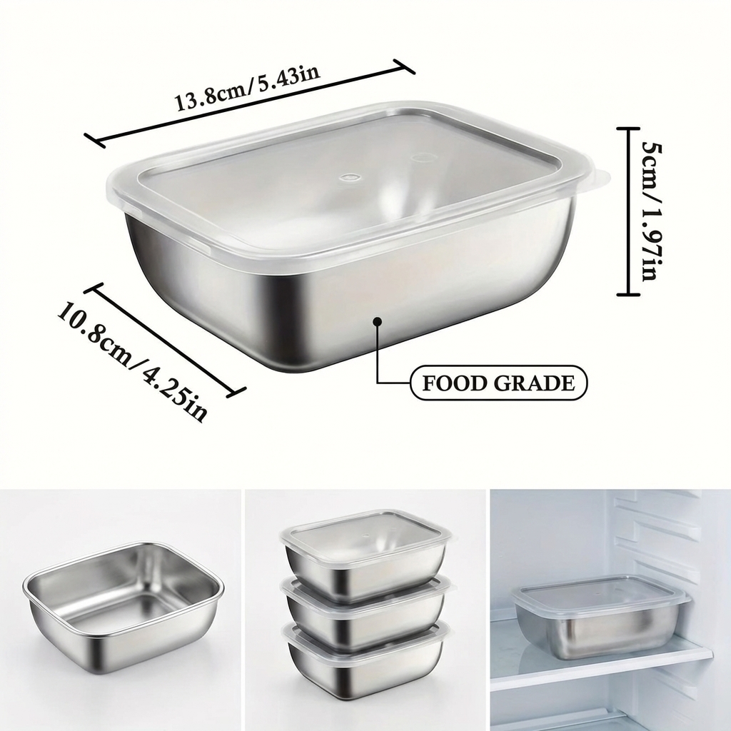 스테인리스 스틸 식품 보관 용기 5개 세트, 쌓을 수  - Food Storage Prep Containers 리뷰 및 가격
