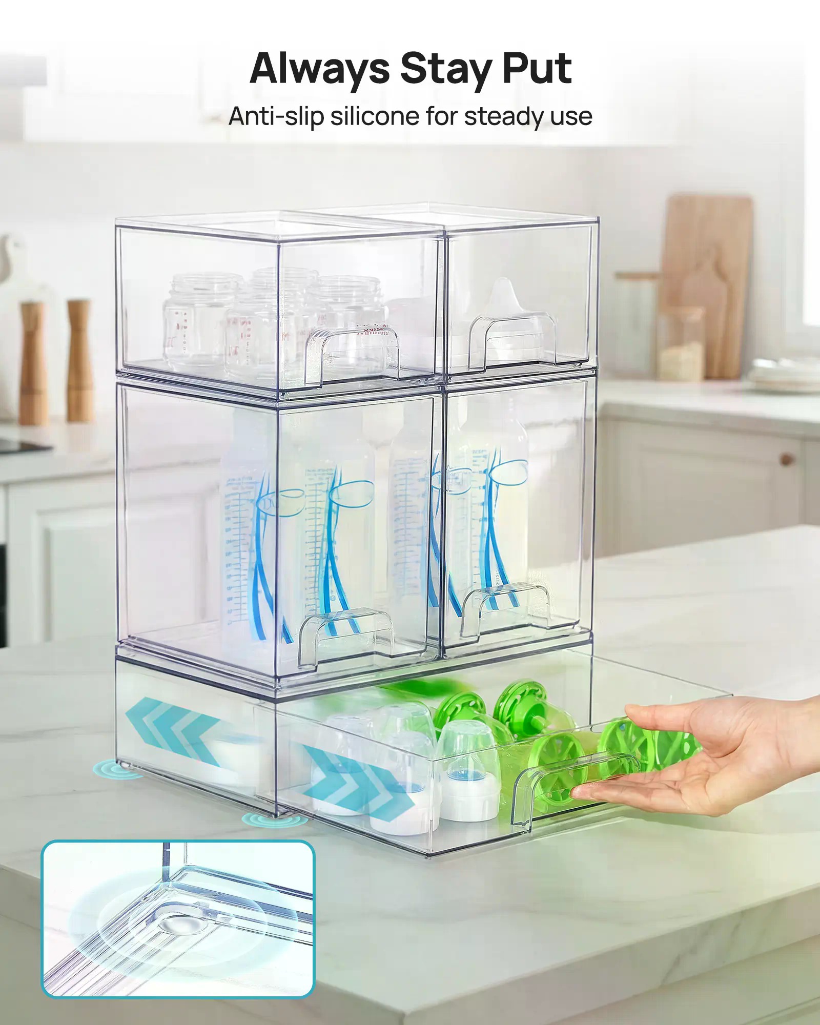 5/8개 세트로 구성된, 쌓아서 보관할 수 있는 유아용 - Stackable Pantry Bin 리뷰 및 가격