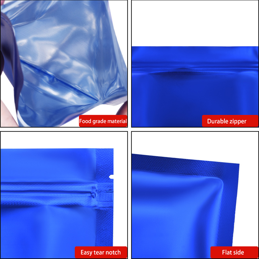 100개 무광택 블루 포일 지퍼 파우치, 수제 간식용  - Food Storage Zipper 리뷰 및 가격