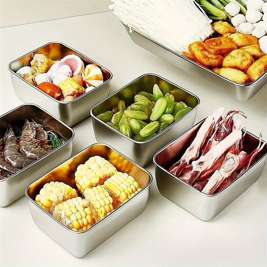 1/3/5pcs 스테인레스 스틸 식품 보관 상자 뚜껑이 - Food Storage In Stainless Steel 리뷰 및 가격
