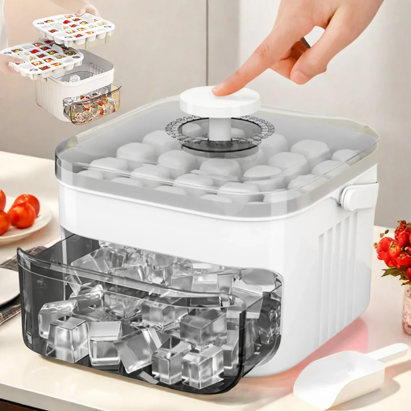 이지프레스 캡이 있는 큐브 제빙기 대용량 이중층 가정용 - Xxl Food Storage Container 리뷰 및 가격