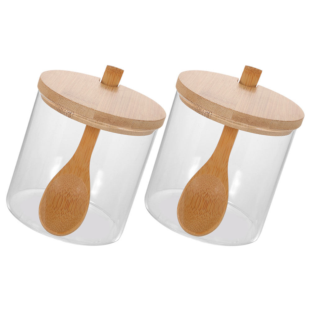투명 유리 재질의 조미료 용기 2개 세트, 대나무 뚜껑 - Food Storage Jars & Containers 리뷰 및 가격