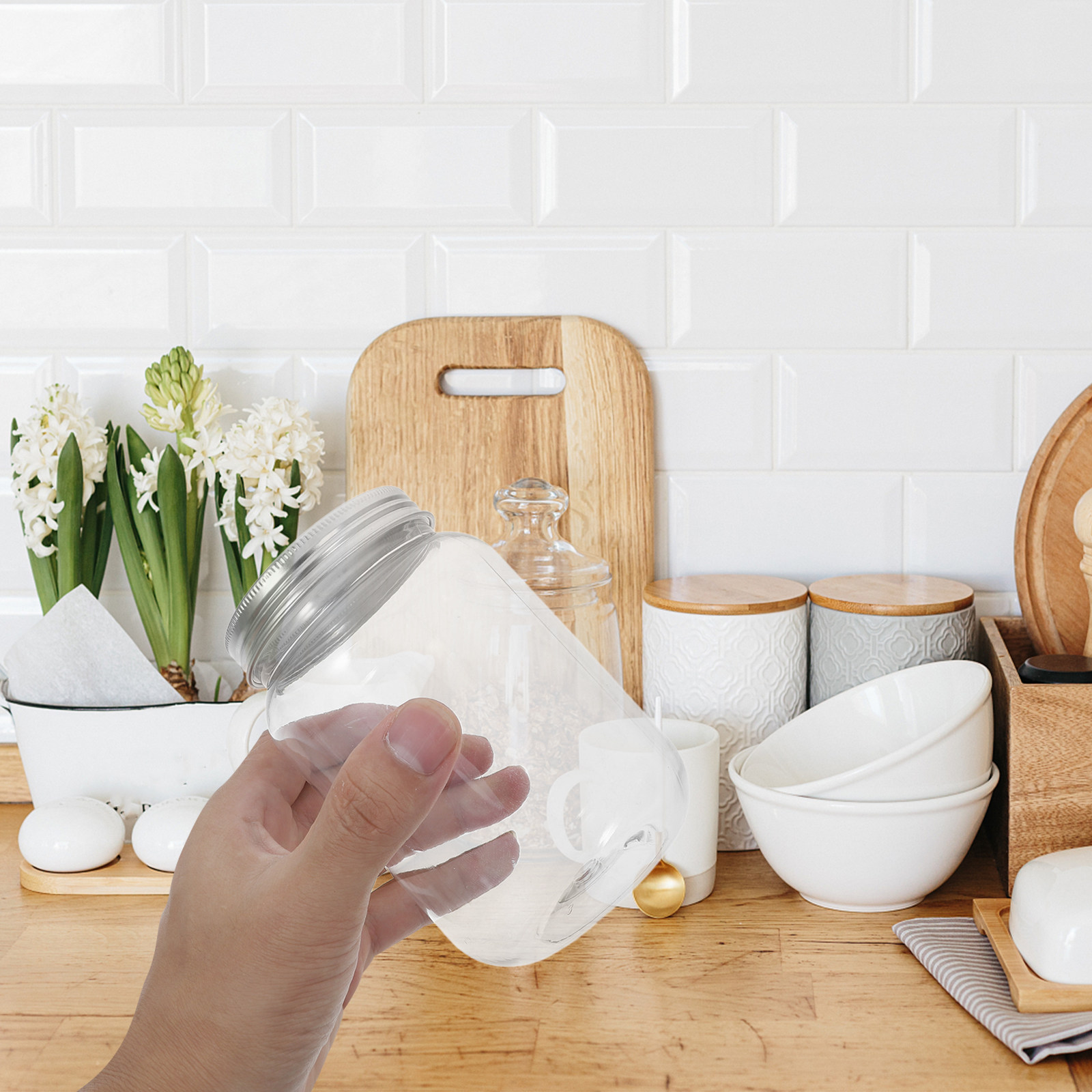 밀폐식 식품 보관 용기 4개 세트, 투명하고 재사용 가 - Food Storage Jars & Containers 리뷰 및 가격