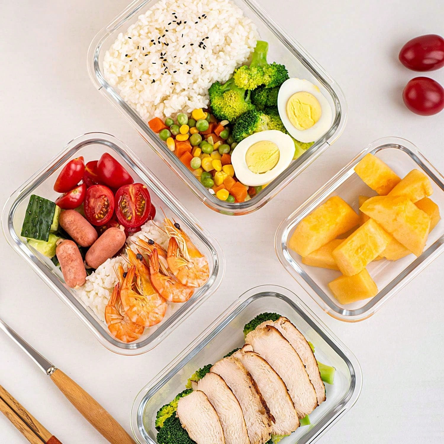 10개 세트 유리 식품 보관 용기, 모던한 투명 디자인 - Food Storage Prep Containers 리뷰 및 가격