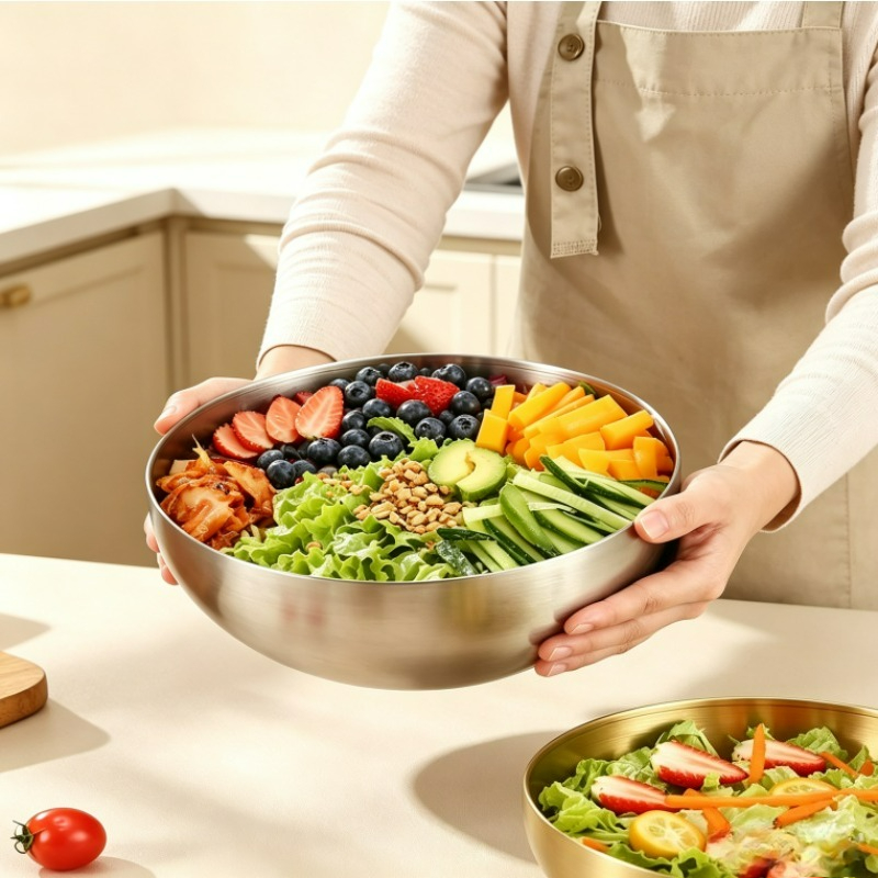 스테인리스 스틸 믹싱 볼, 금속 서빙 샐러드 볼, 베이 - Food Storage In Stainless Steel 리뷰 및 가격