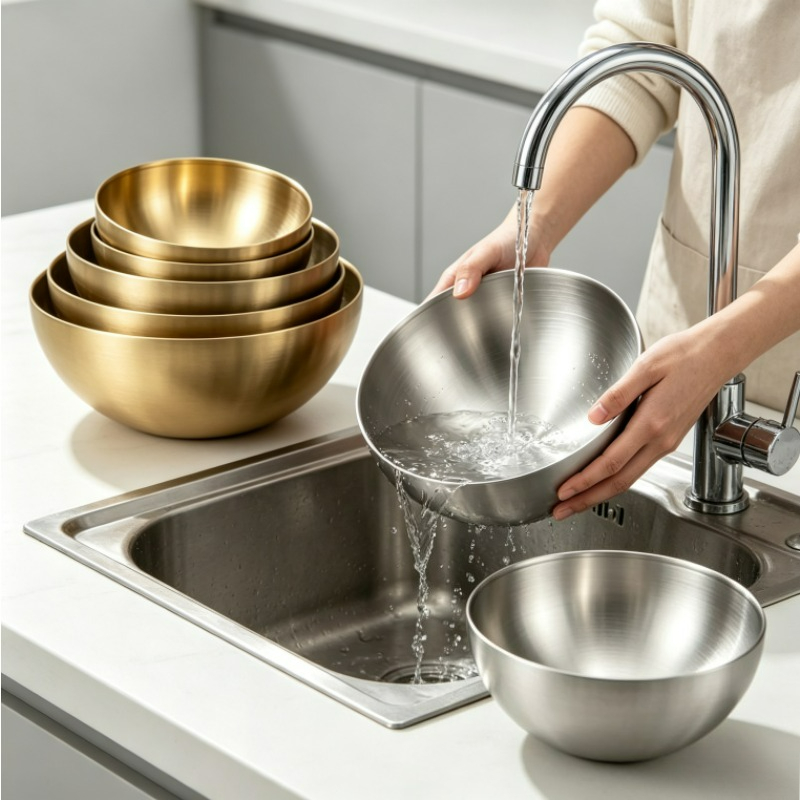 스테인리스 스틸 믹싱 볼, 금속 서빙 샐러드 볼, 베이 - Food Storage In Stainless Steel 리뷰 및 가격