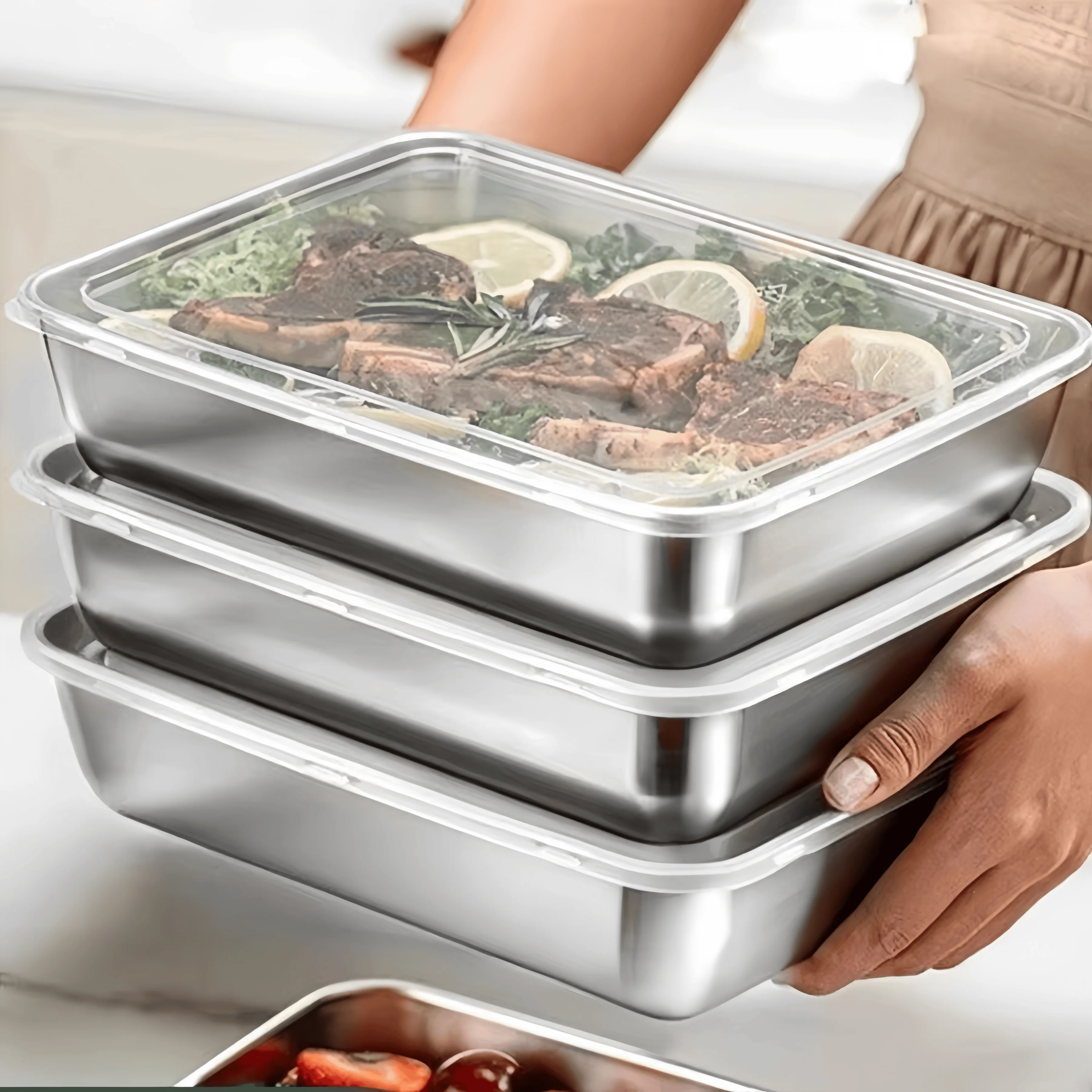 스테인리스 스틸 밀폐형 도시락통 신선도 유지 직사각형  - Food Storage In Stainless Steel 리뷰 및 가격